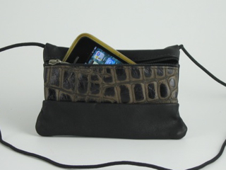 dark brown croco with iphone